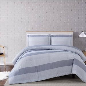 TRULY SOFT Everyday Striped Gray 3 piece duvet mini set DCS3225FQ-1800 F/queen
